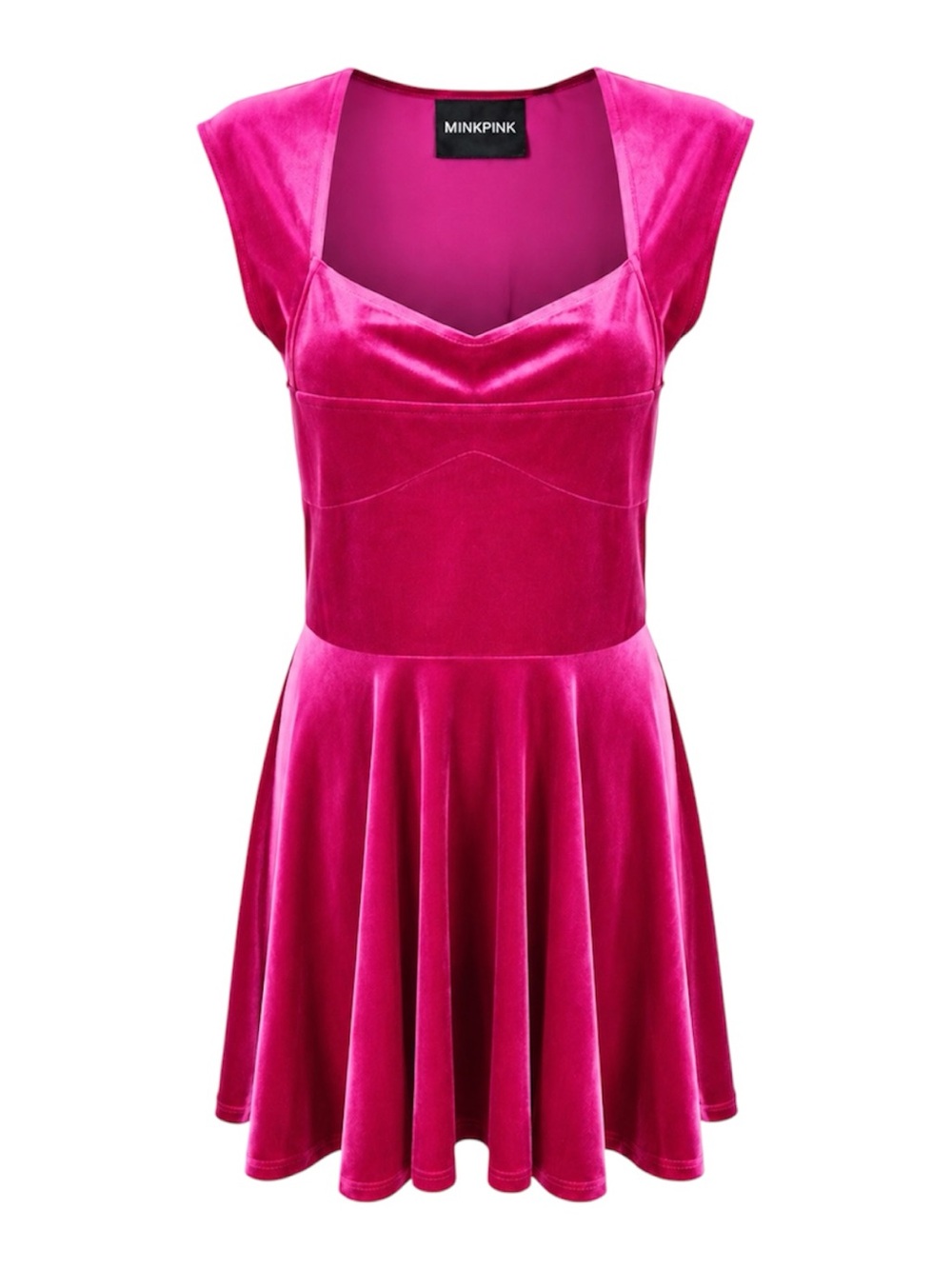 MINKPINK STOLEN MOMENT VELVET SKATER DRESS FUSCHIA SIZE MEDIUM - NEW, NO TAGS